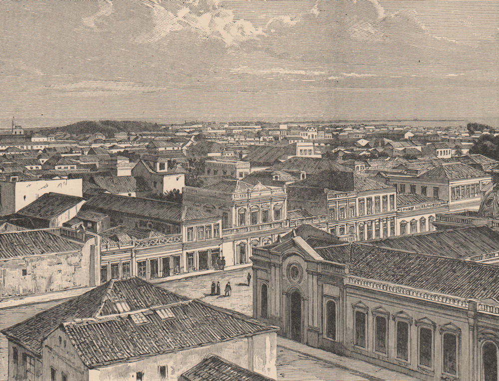 Rio Grande, Rio Grande do Sul - General view. Brazil 1885 old antique print